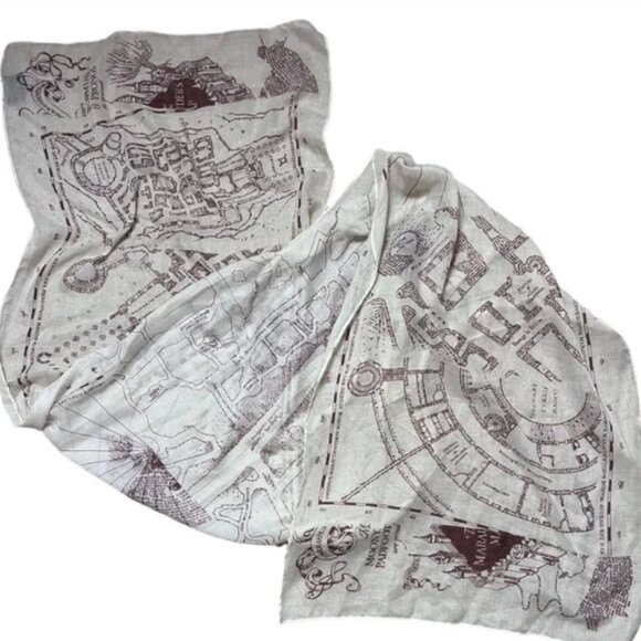 Wizarding World Harry Potter Marauders' Map Print Scarf Hogwarts Challis Fabric - Picture 8 of 10